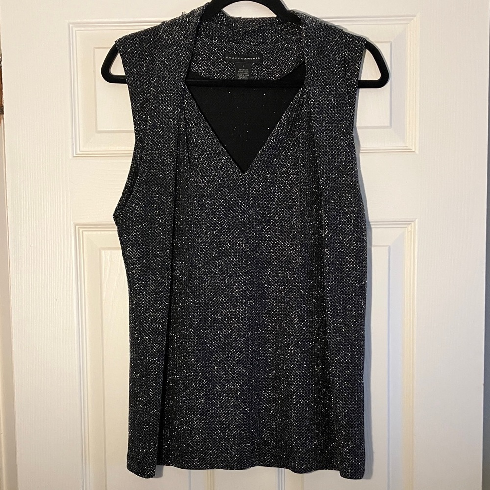 Stretchy Black Metallic Sleeveless Top